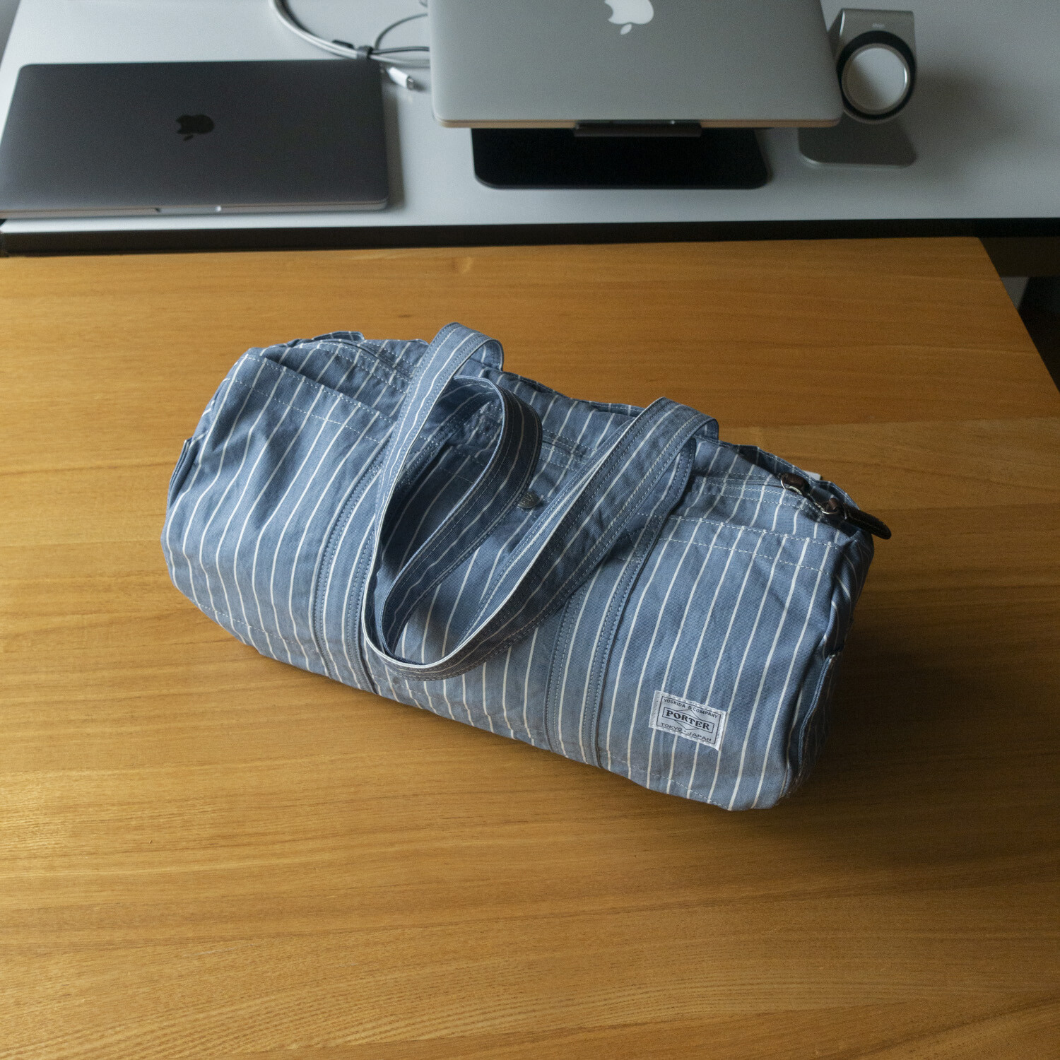PORTER 70th aniversary ボストンバッグ PORTER - 70th Anniversary BOSTON BAG L (Stripe / Blue & White)