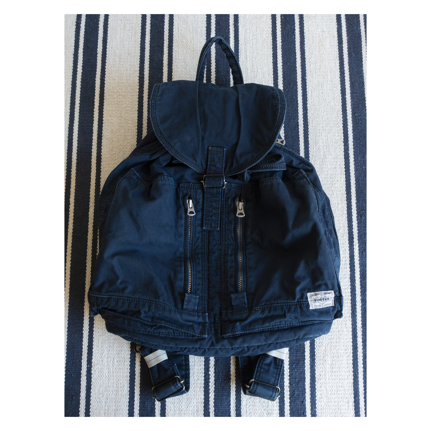 PORTER - Indigo Cotton Rucksack (Washed Deep Blue)