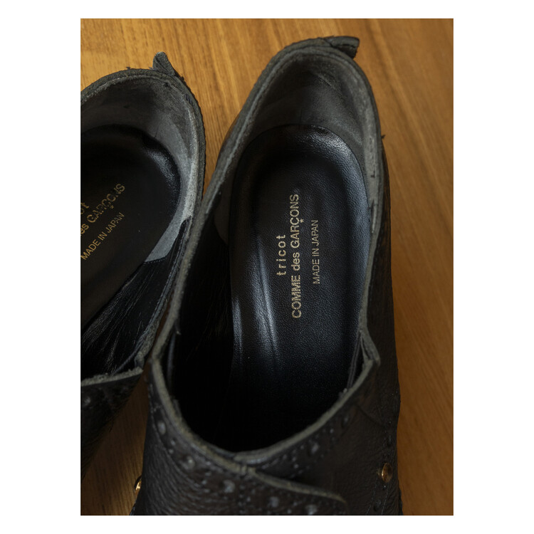 tricot COMME des GARCONS Leather Patchwork Derby Shoes (Black) 230mm