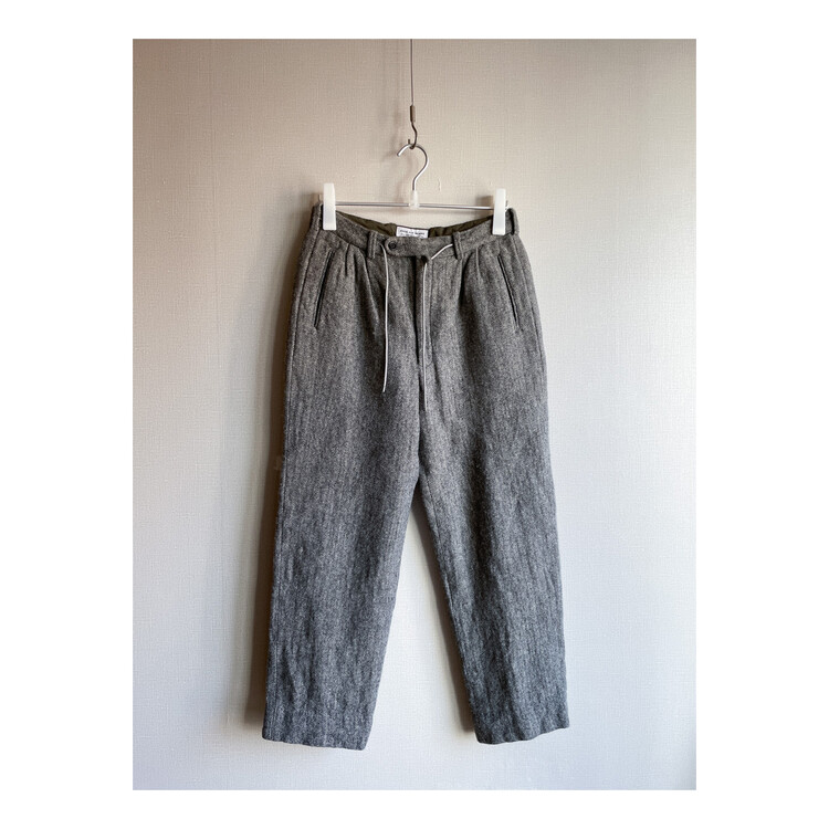 ENDS AND MEANS - Grandpa 2Tuck Wool Trousers (Mix Gray / Herringbone)