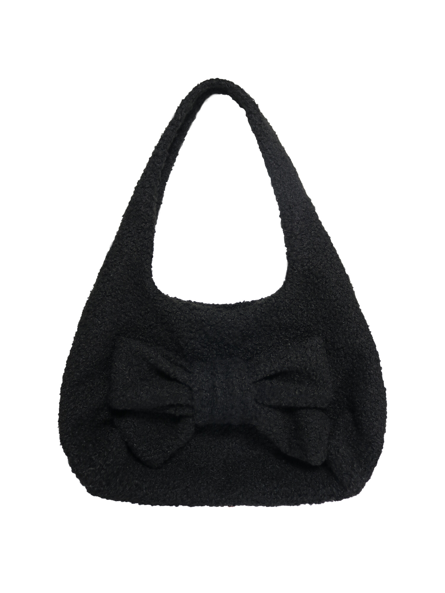 2nd RESTOCK] RIBBON FLUFFY SHOULDER BAG [BLACK]