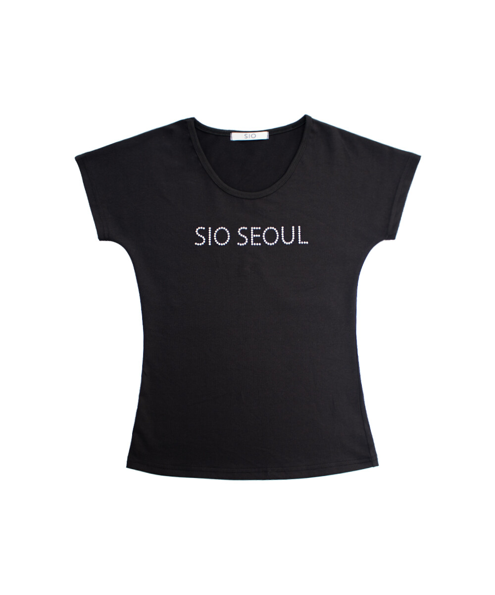 SIO SEOUL PEARL SHORT SLEEVE TOP [BLACK]
