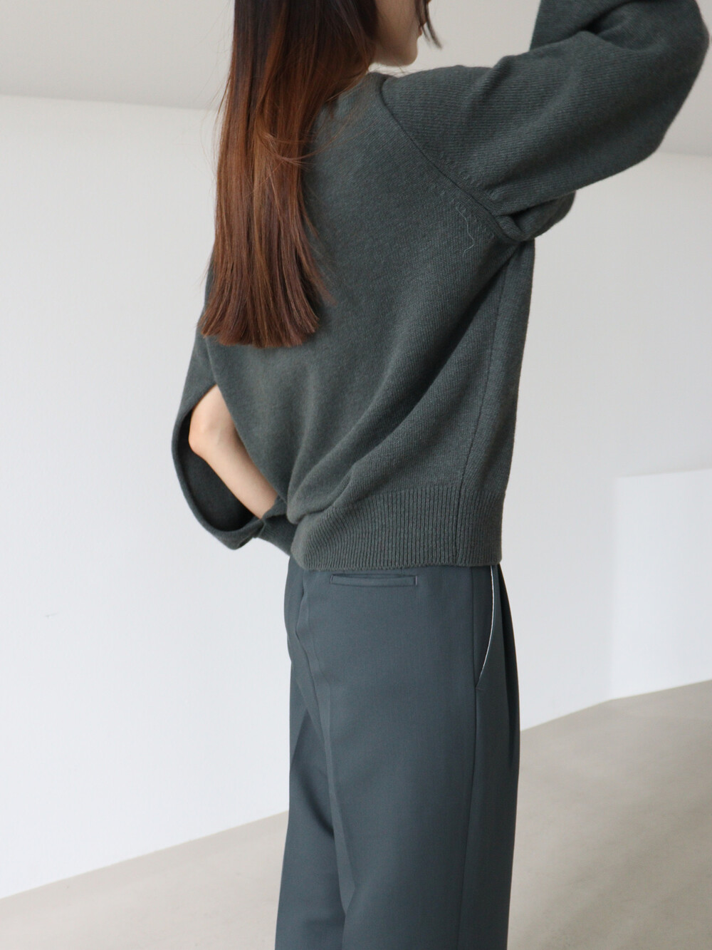 CABLE SLEEVE KNIT (2COLOR)