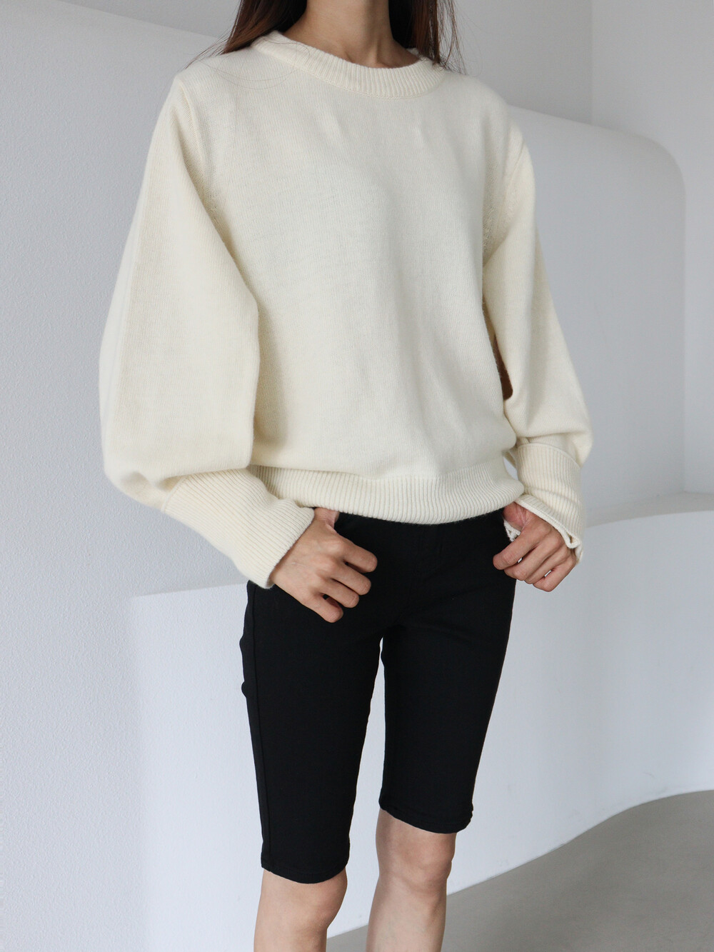 CABLE SLEEVE KNIT (2COLOR)