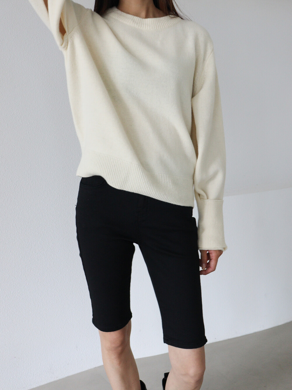 CABLE SLEEVE KNIT (2COLOR)