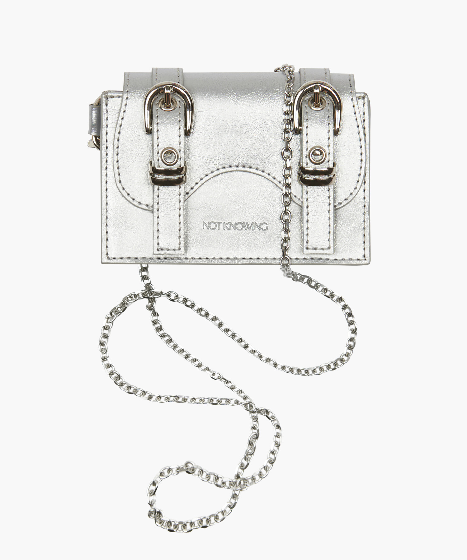 【NOTKNOWING】韓国人気★ SADDLE BELTED MICRO BAG SADDLE BELTED MICRO BAG (SILVER)