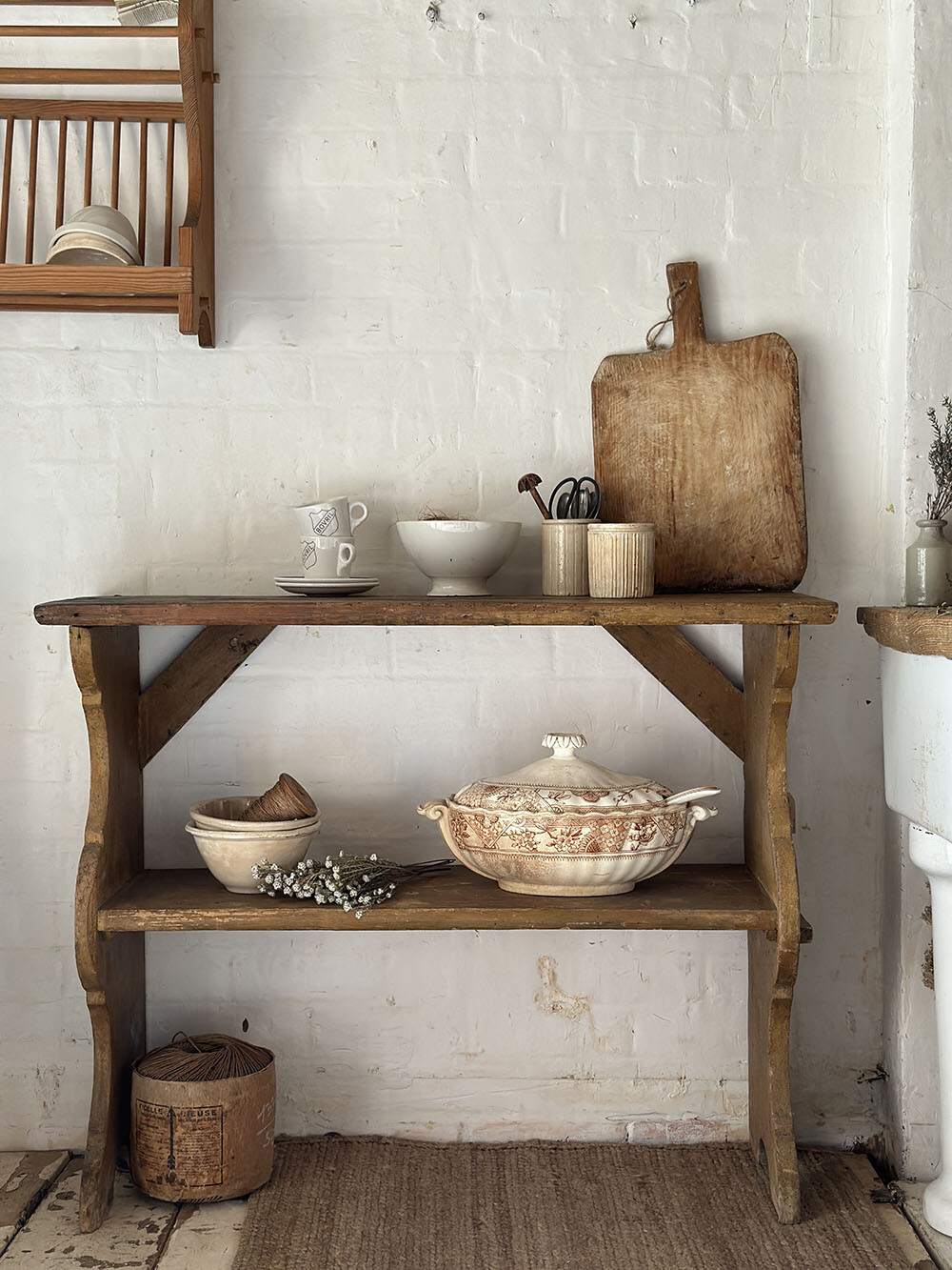 26-050 올드 빈티지 파인 프리 스탠딩 쉘프