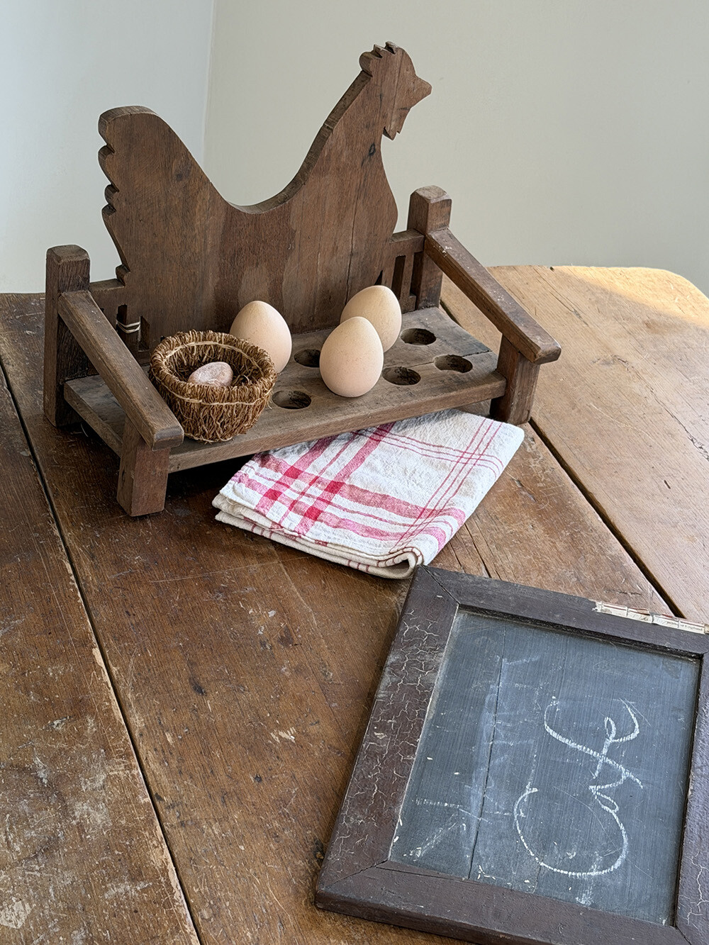 빈티지 우든 에그 스토리지