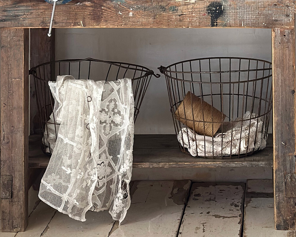 빈티지 와이어 메쉬 바스켓