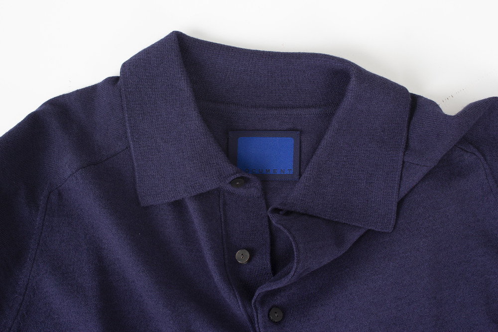 WOOL COTTON POLO SWEATER_NAVY