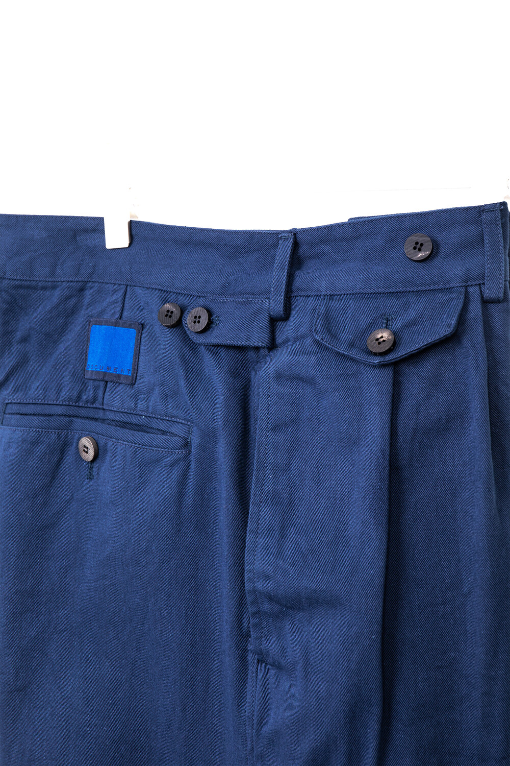 SELVEDGE COTTON TUCKED TROUSERS_NAVY