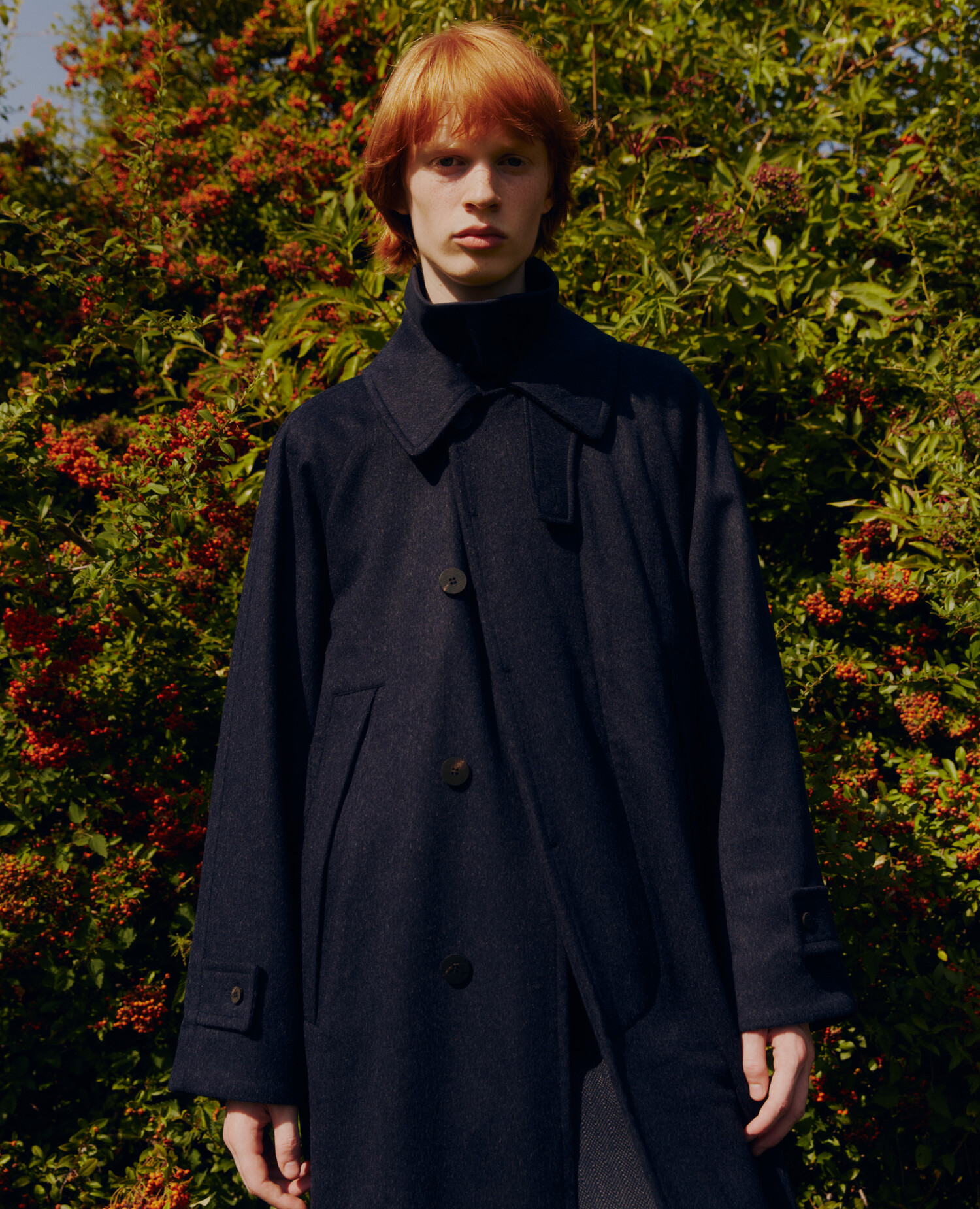 AUSTRIA HIMALAYA LODEN INVERTED PLEATS BALMACAAN COAT