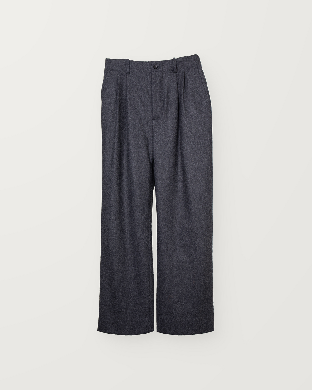 FLANNEL TWO TUCK TROUSERS_CHACOAL PRODUCT 1