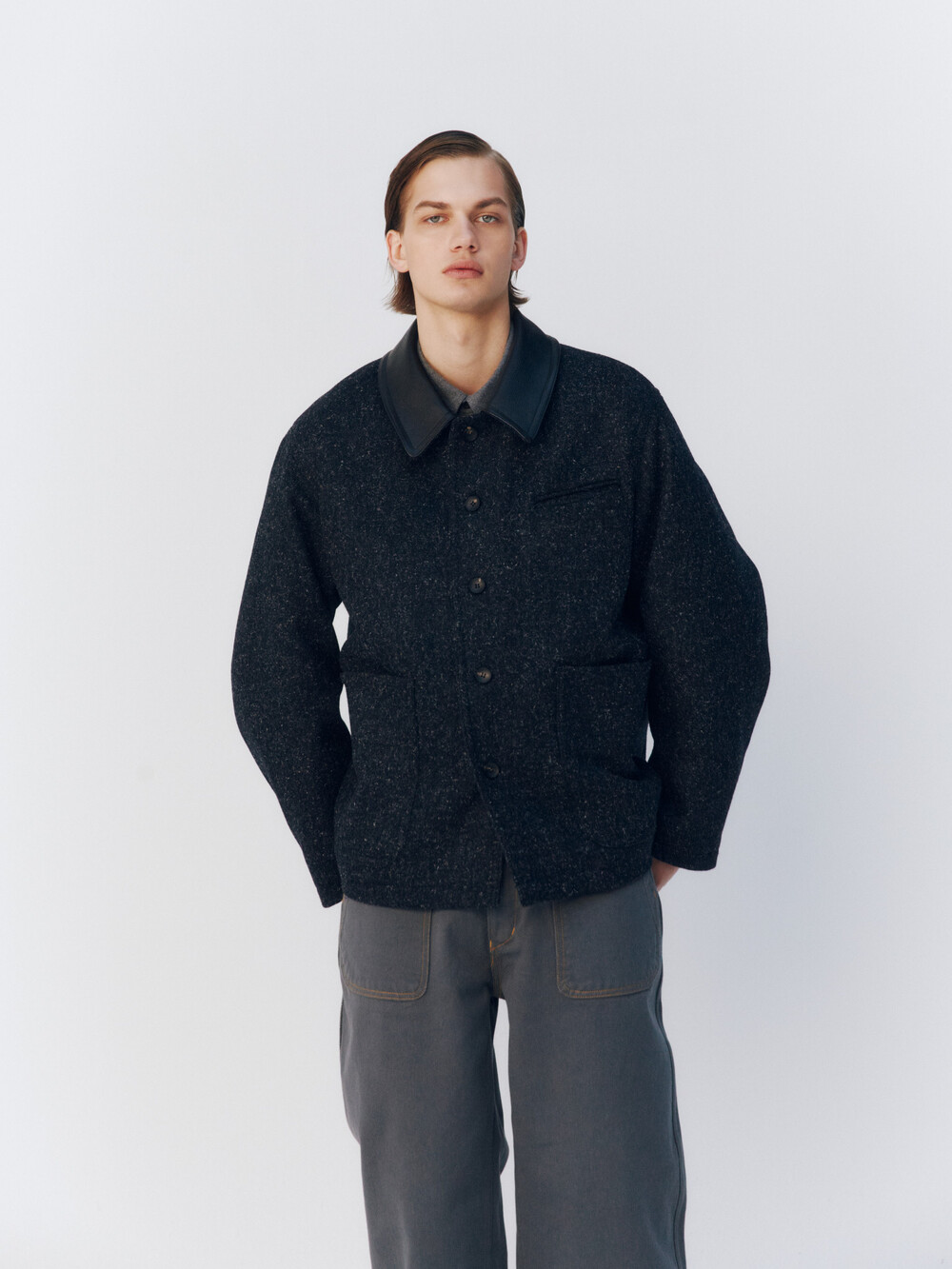 KEMP MELTON WORK JACKET_GREY 착용 2