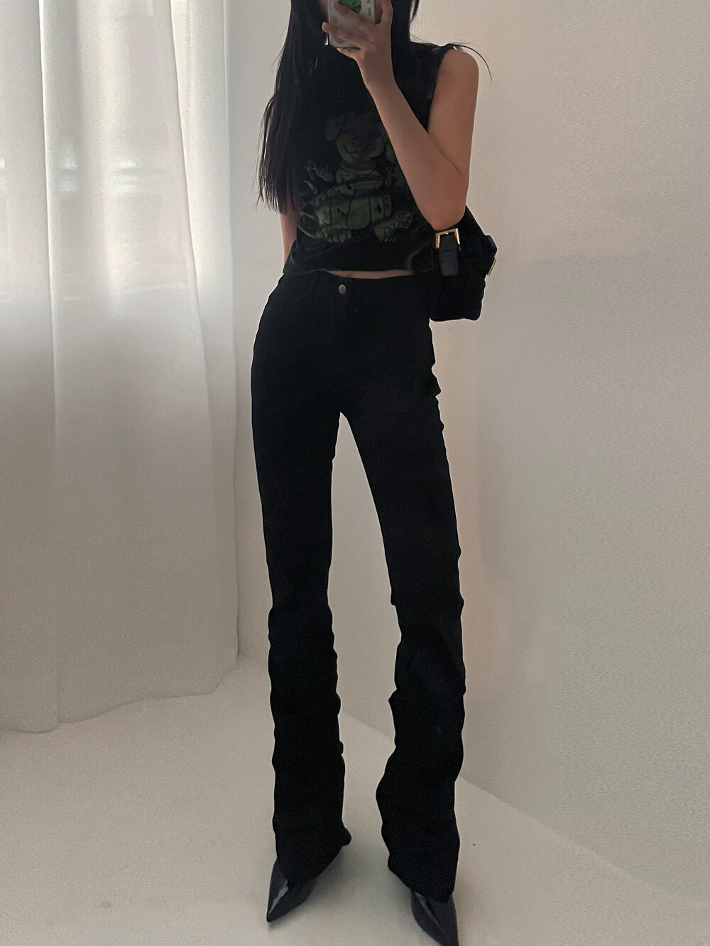 Velvet sleeveless top (deep green)