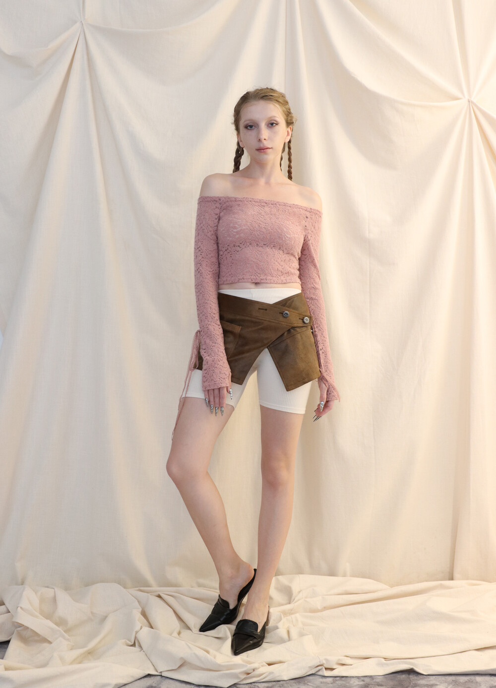 [가을 착용]BELT WRAP SKIRT BROWN