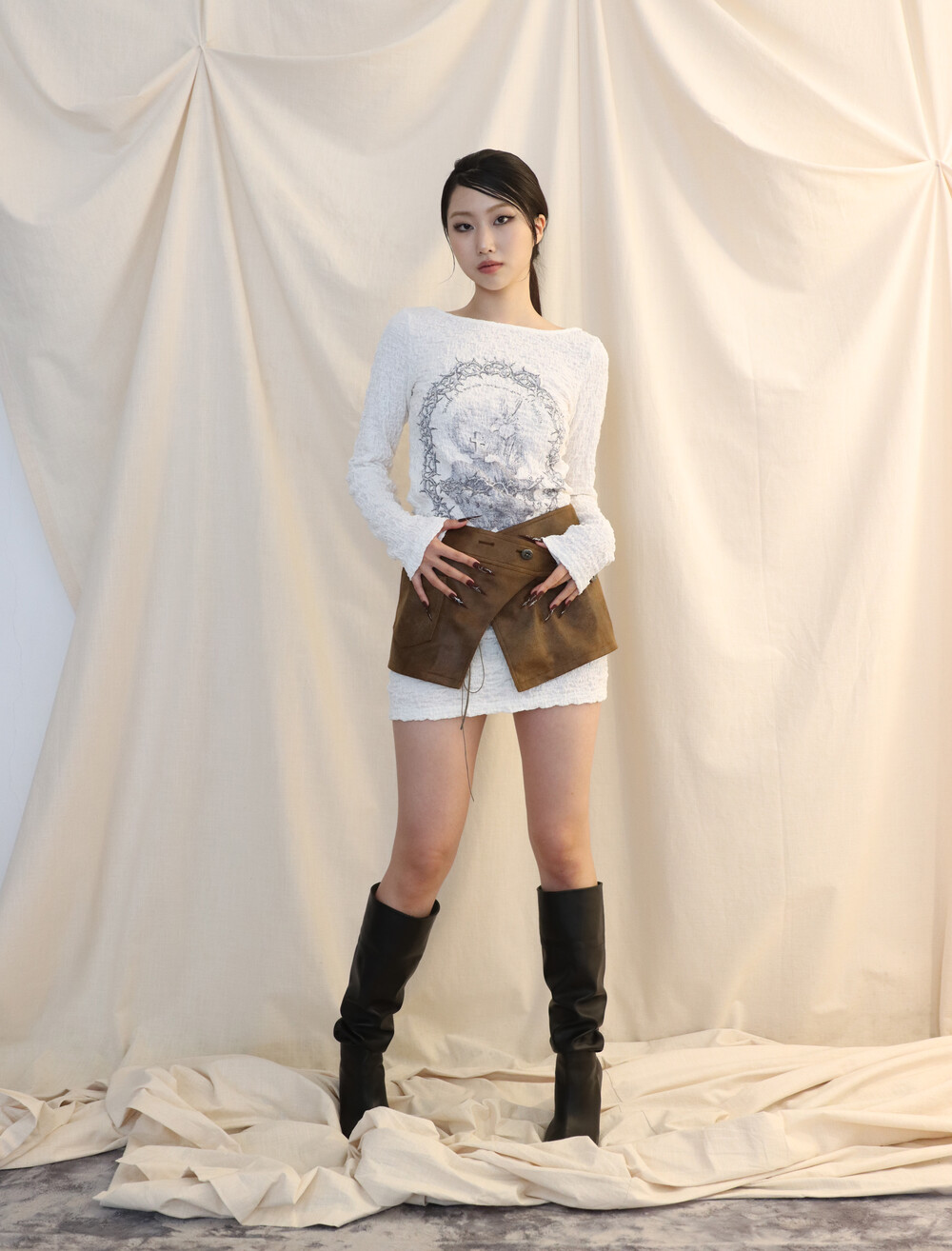 [가을 착용]BELT WRAP SKIRT BROWN