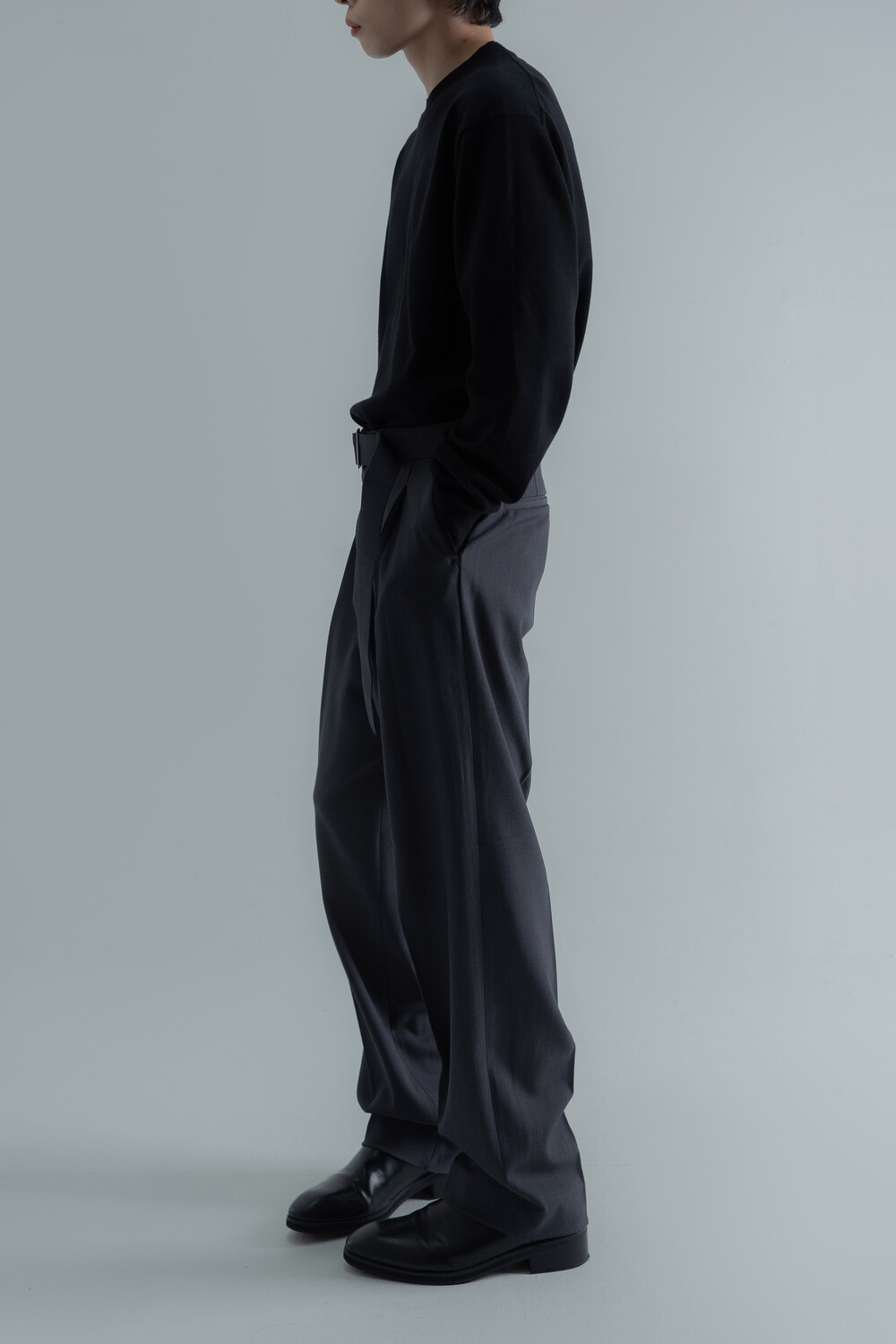 Belted wide slacks (2 color)