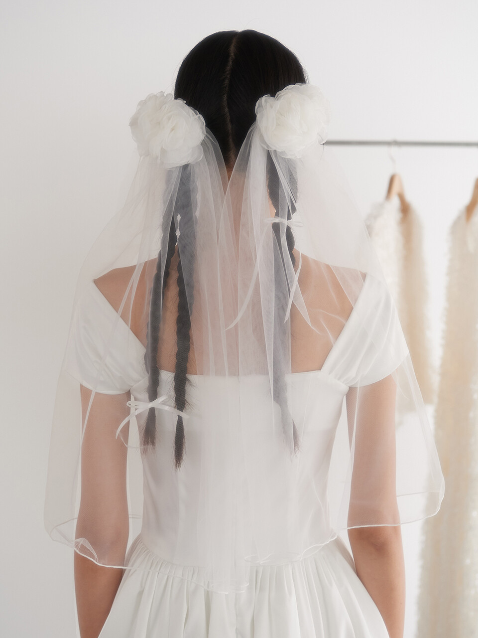 ウェディングアクセサリー GANISONG Bridal Twin Tail Veil White Bridal Twin Tails Veil_white