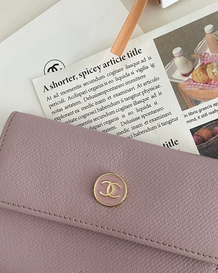 Chanel coco pink card wallet