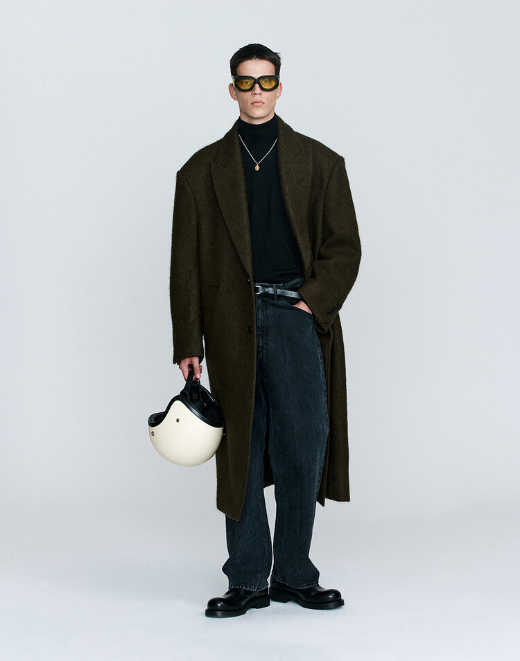 HET PEAKED LAPEL SINGLE COAT (KHAKI BROWN)