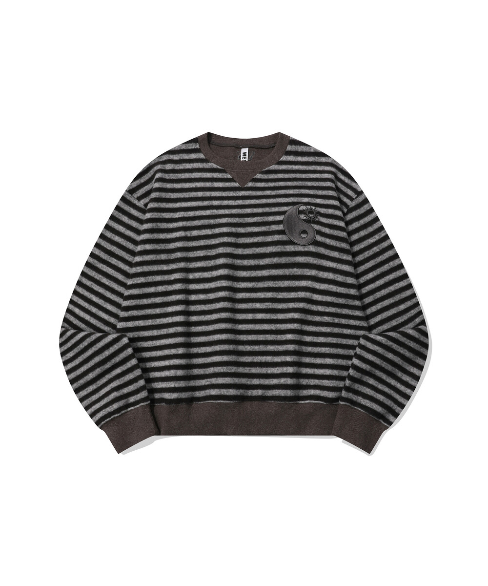 【WESKEN】STRIPE YINYANG EMBROIDERY SWEAT SHIRTS / 追跡付 WESKEN Stripe Yinyang Embroidery Sweat Shirts - Black