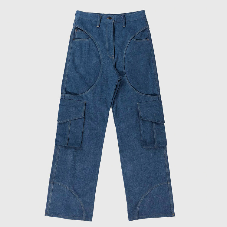 ★FULL OF SSUN★Circle Denim Cargo Pants★Denim★大人気★ Circle Denim Cargo Pants
