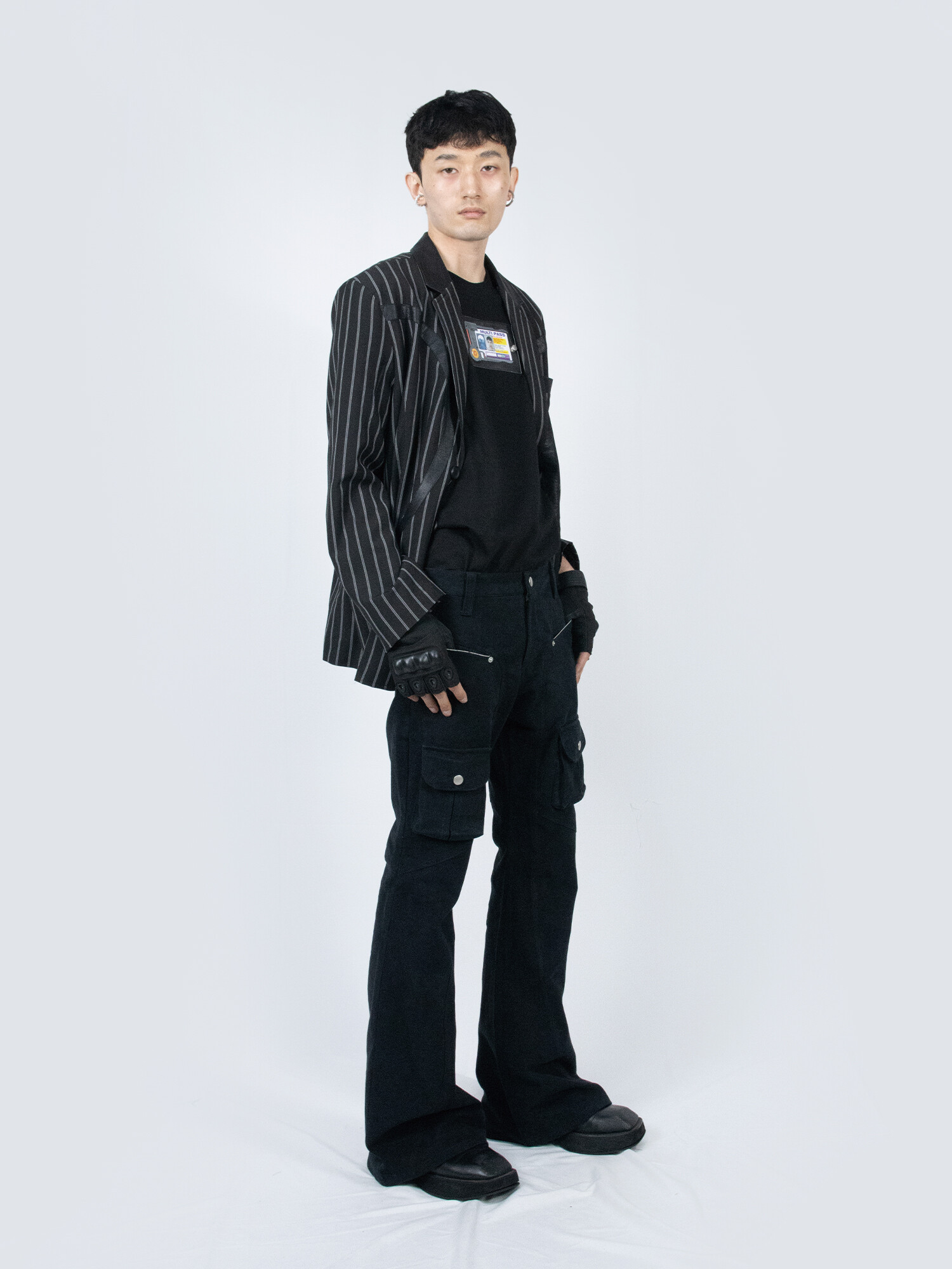 [FULL OF SSUN] Curved Cargo Flare Pants /追跡付 Curved Cargo Flare Pants (Black)