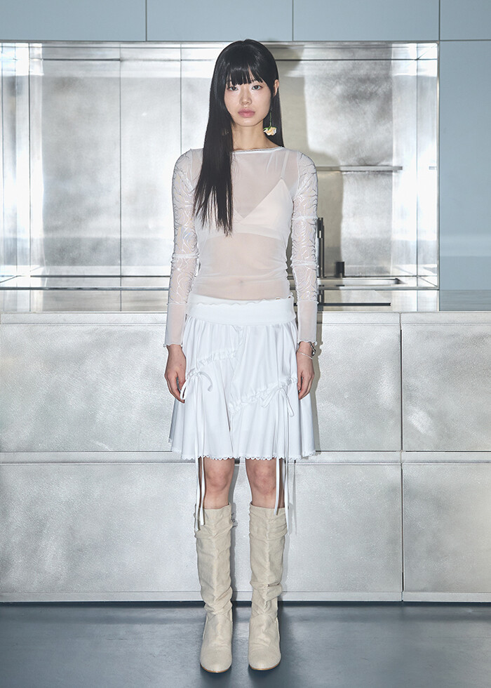 ★関税込★NOFFICIALNOFFICE★RIBBON STRING TWO WAY SKIRT★ RIBBON STRING TWO WAY SKIRT WHITE
