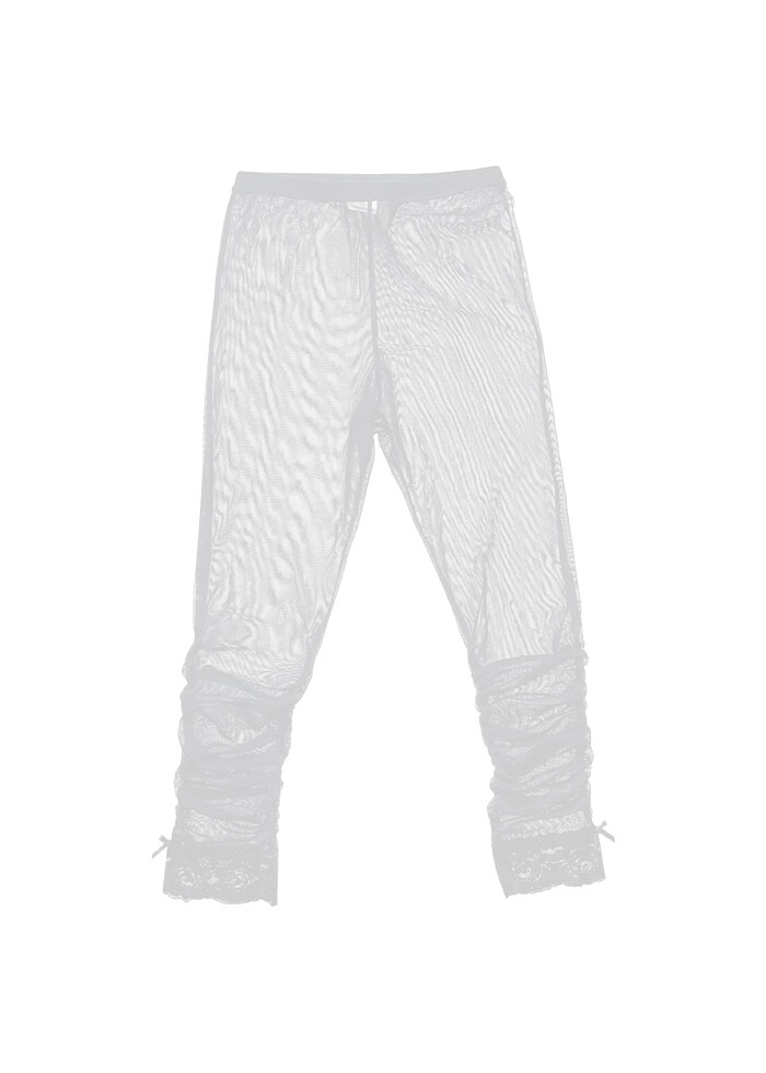 【NOFFICIALNOFFICE】 RIBBON SHIRRING LEGGINGS ♥2C RIBBON SHIRRING MIDI LEGGINGS WHITE