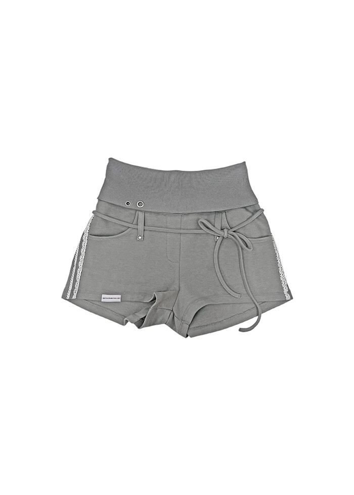NOFFICIALNOFFICE♥BERRY ANGEL FOLDED WAISTBAND SHORTS BERRY ANGEL FOLDED WAISTBAND SHORTS GRAY