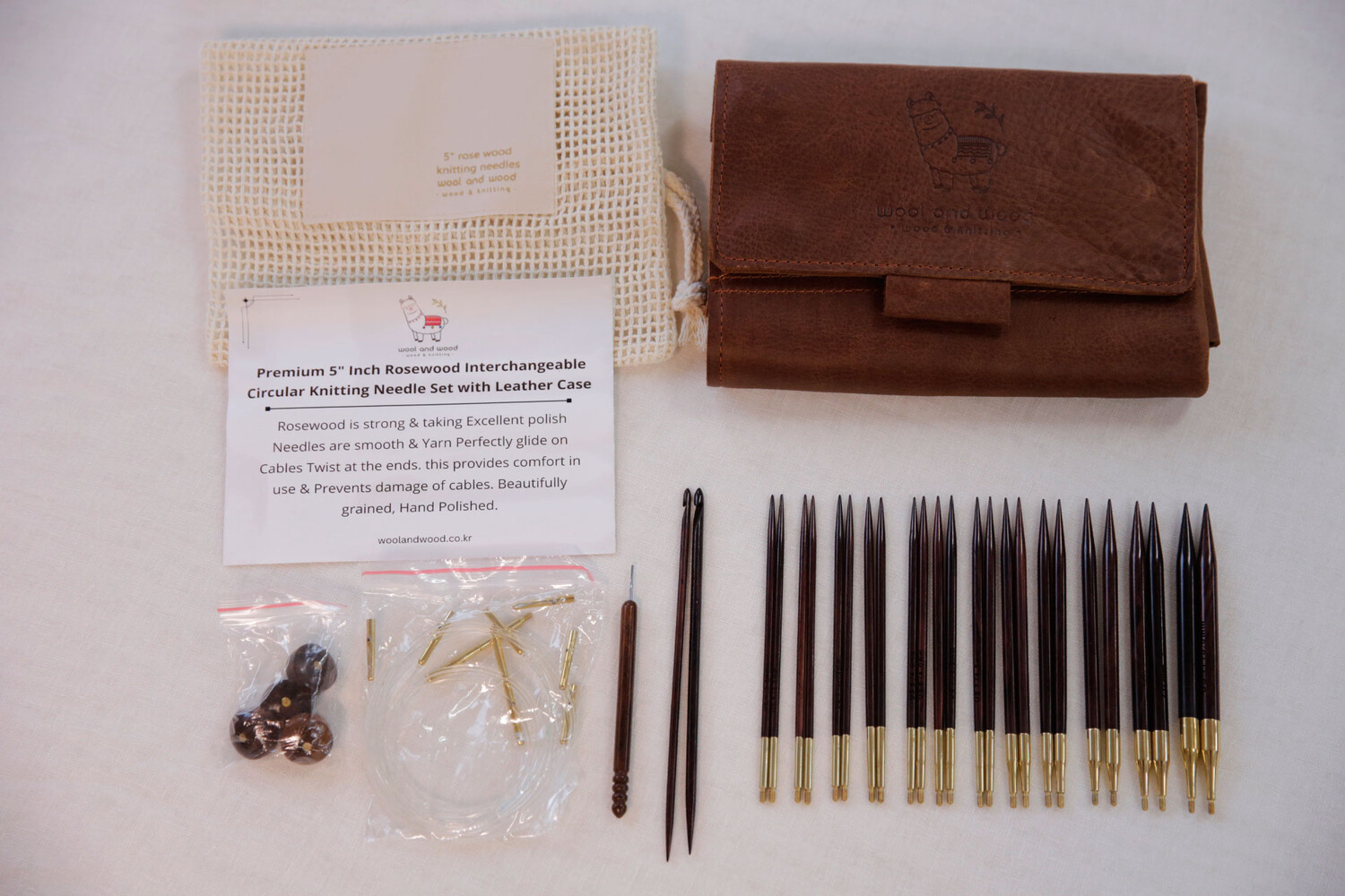 Premium 5 Inch Rosewood Interchangeable Circular Knitting Needle
