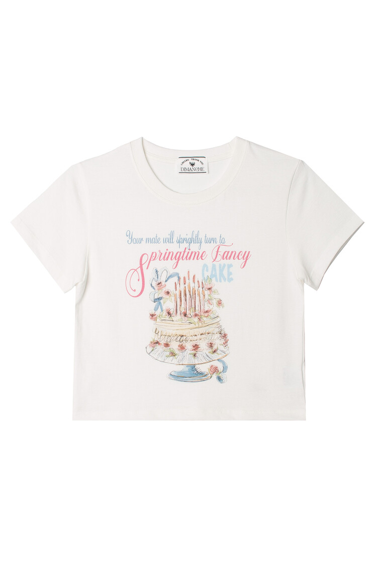 韓国ファッション [DIMANCHE] DIMANCHE CAKE CROP T-SHIRT DIMANCHE] ☆韓国新規☆24SS/ARGYLE CAKE CROP T-SHIRT