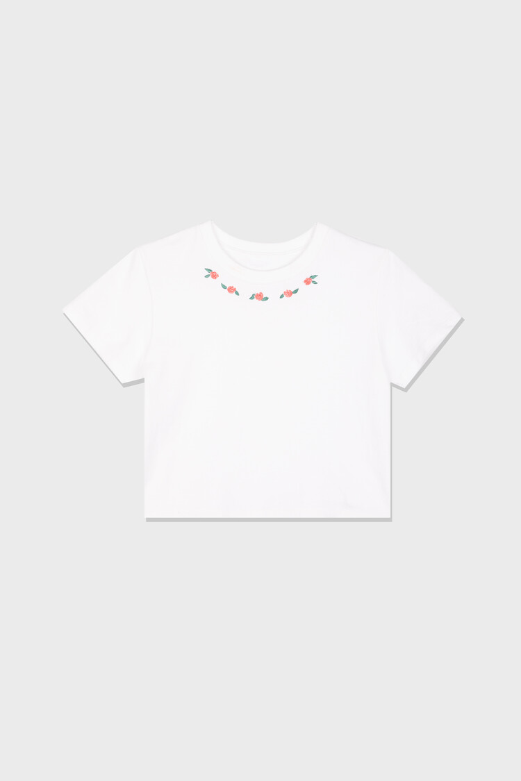 【DIMANCHE】ROSE NECKLACE T-SHIRT ROSE NECKLACE T-SHIRT (WHITE)