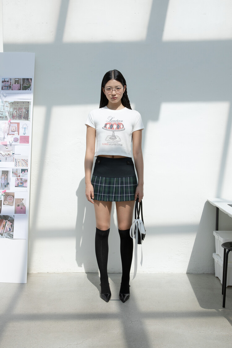 ★DIMANCHE★ CHECK PLEATS SKIRT CHECK PLEATS SKIRT (NAVY)