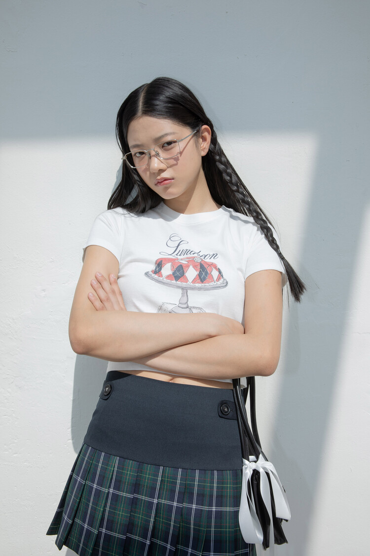 CHECK PLEATS SKIRT (NAVY)