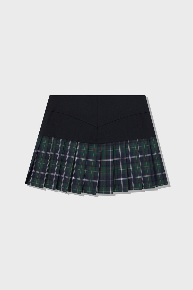 CHECK PLEATS SKIRT (NAVY)