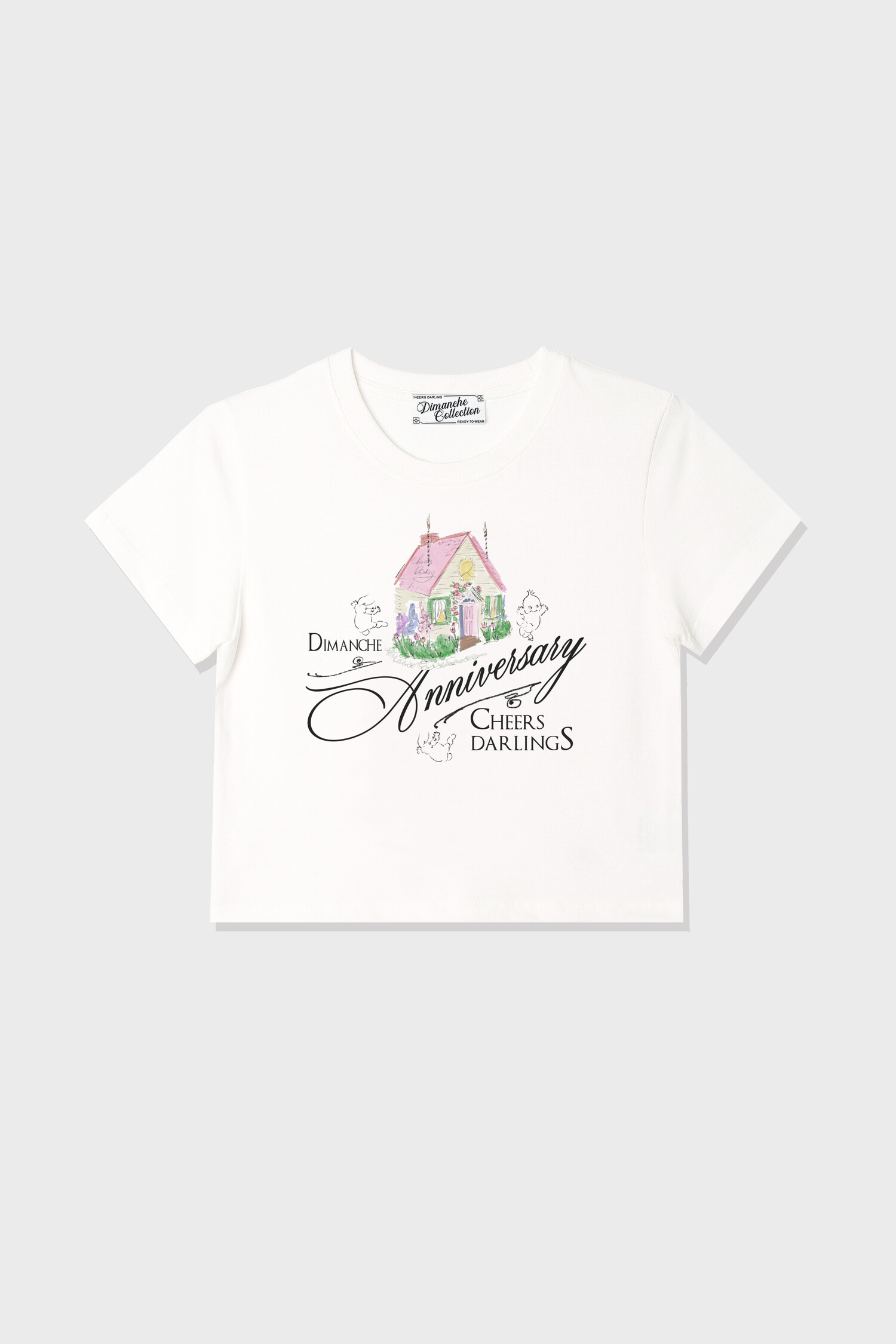 韓国ファッション [DIMANCHE] VINTAGE HOUSE CROP T-SHIRT VINTAGE HOUSE CROP T-SHIRT