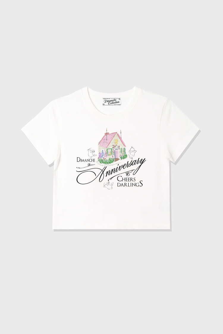 韓国ファッション [DIMANCHE] VINTAGE HOUSE CROP T-SHIRT VINTAGE HOUSE CROP T-SHIRT