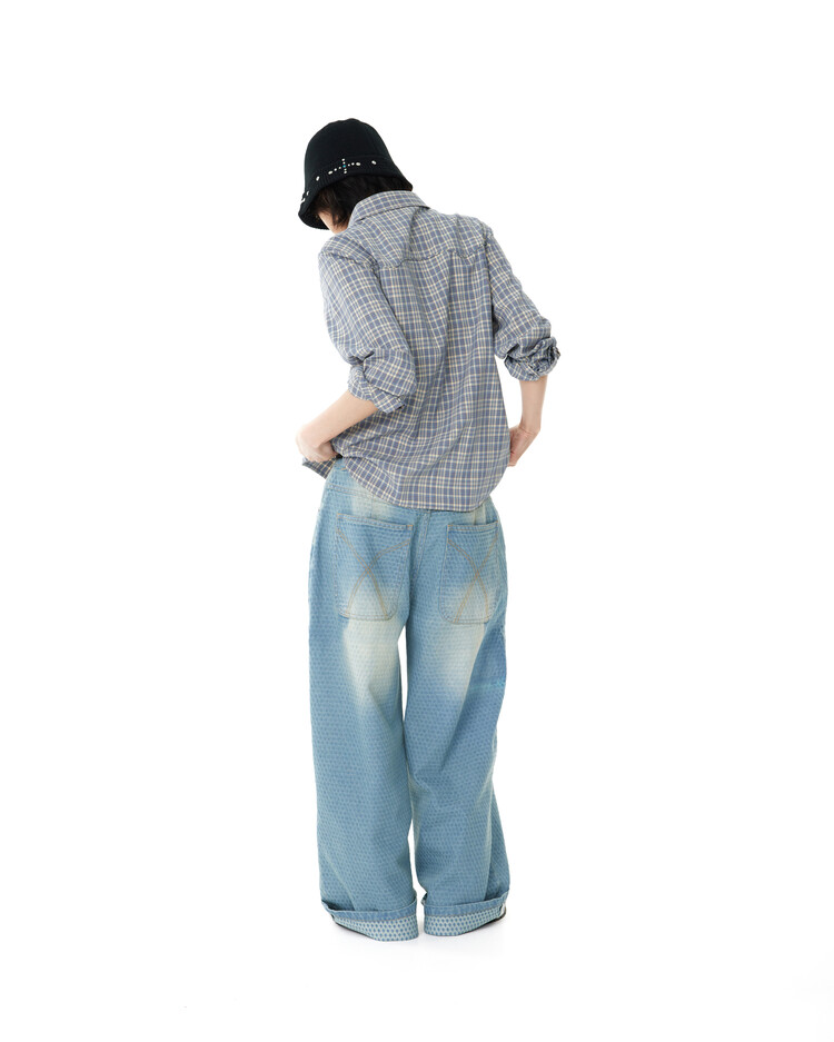 デニム・ジーパン AAKAM Grid Pattern Denim Pants 2 Colors AAKAM Grid Pattern Denim Pants