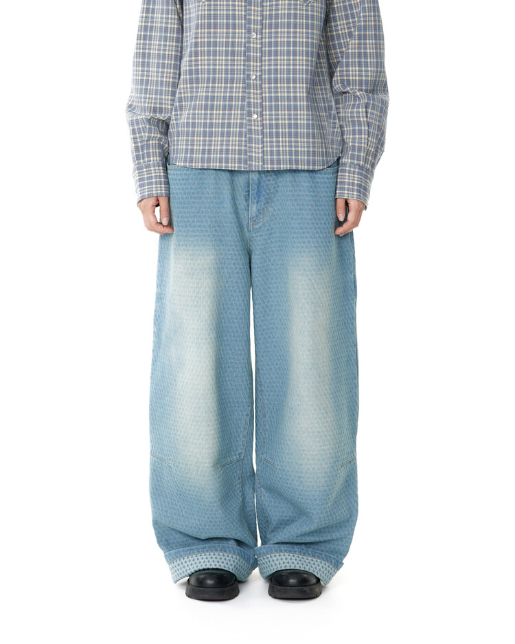 デニム・ジーパン AAKAM Grid Pattern Denim Pants 2 Colors AAKAM Grid Pattern Denim Pants