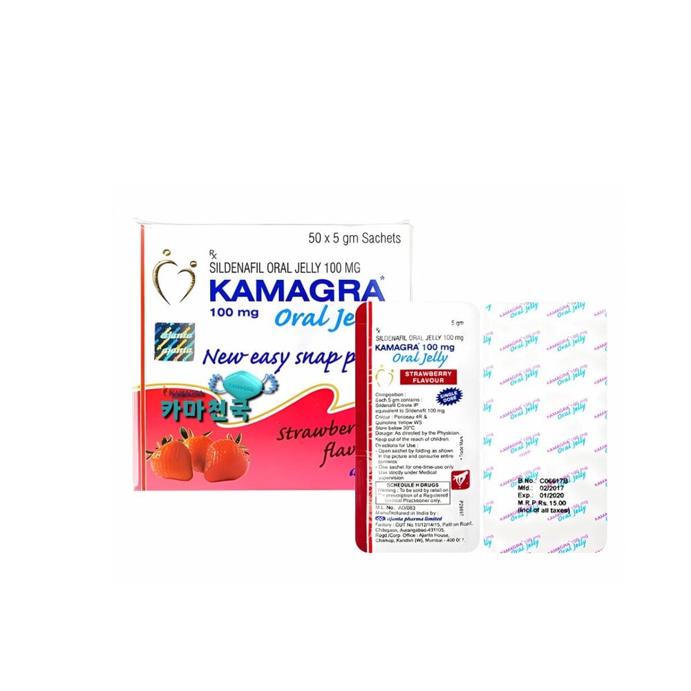 카마천국 정품 카마그라젤 이미지 – Kamagra Oral Jelly 효능, 맛 종류, 복용법, 빠른 효과 설명. Ajanta Pharma 정품 인증.