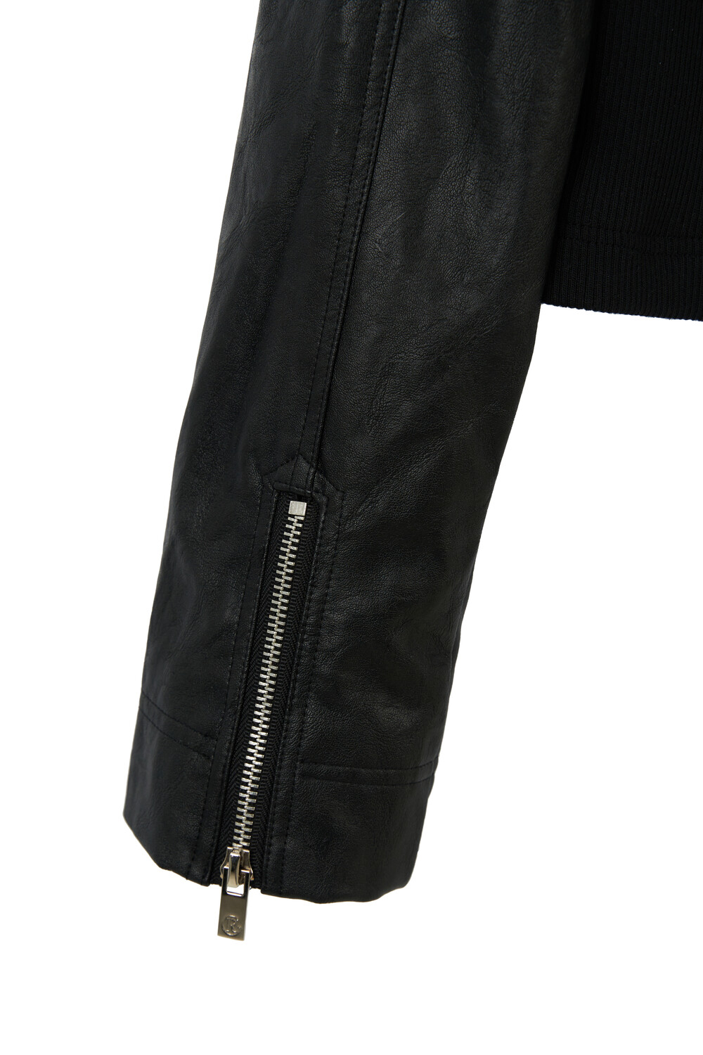 SIDE PANEL LEATHER JACKET, BLACK