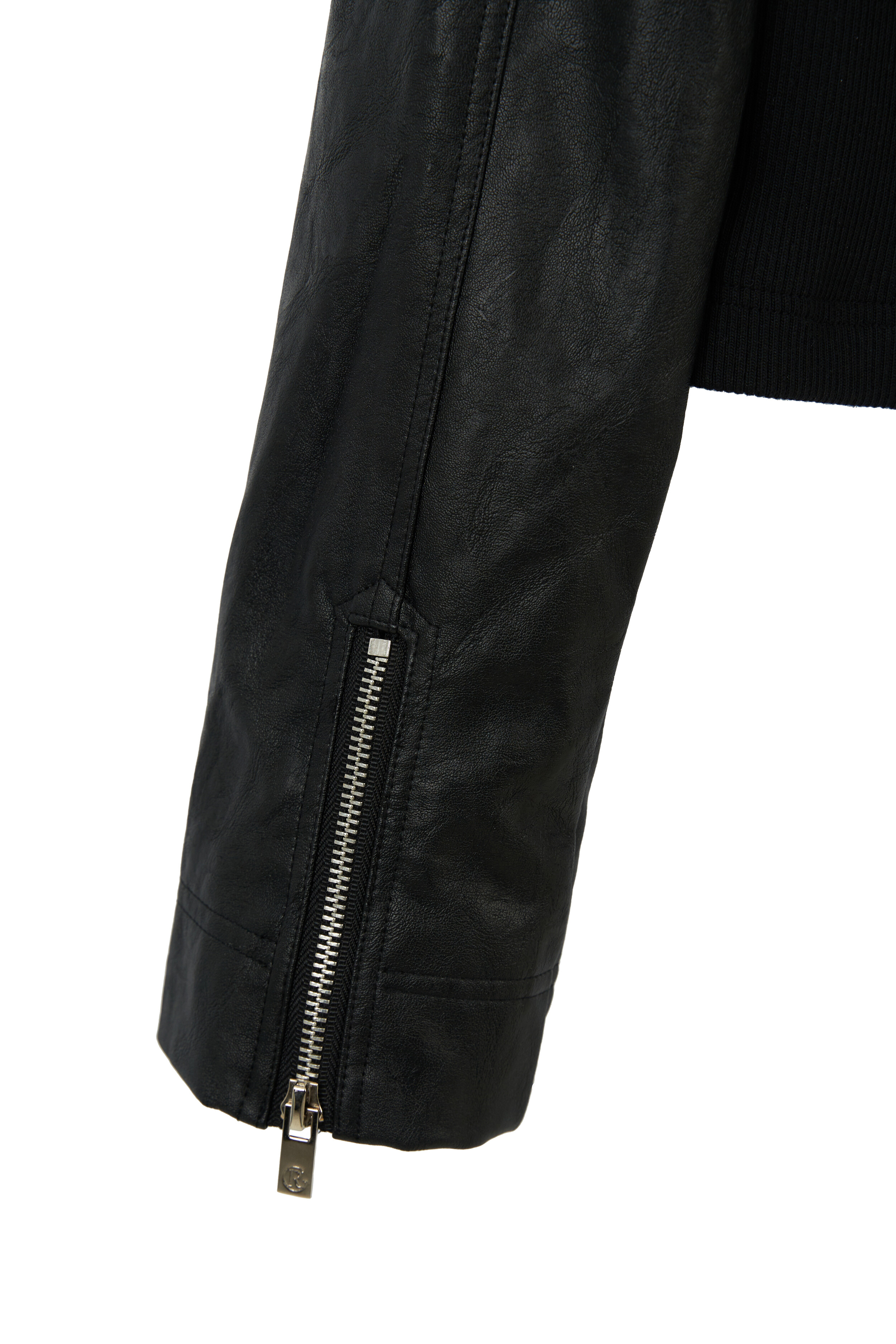 SIDE PANEL LEATHER JACKET, BLACK