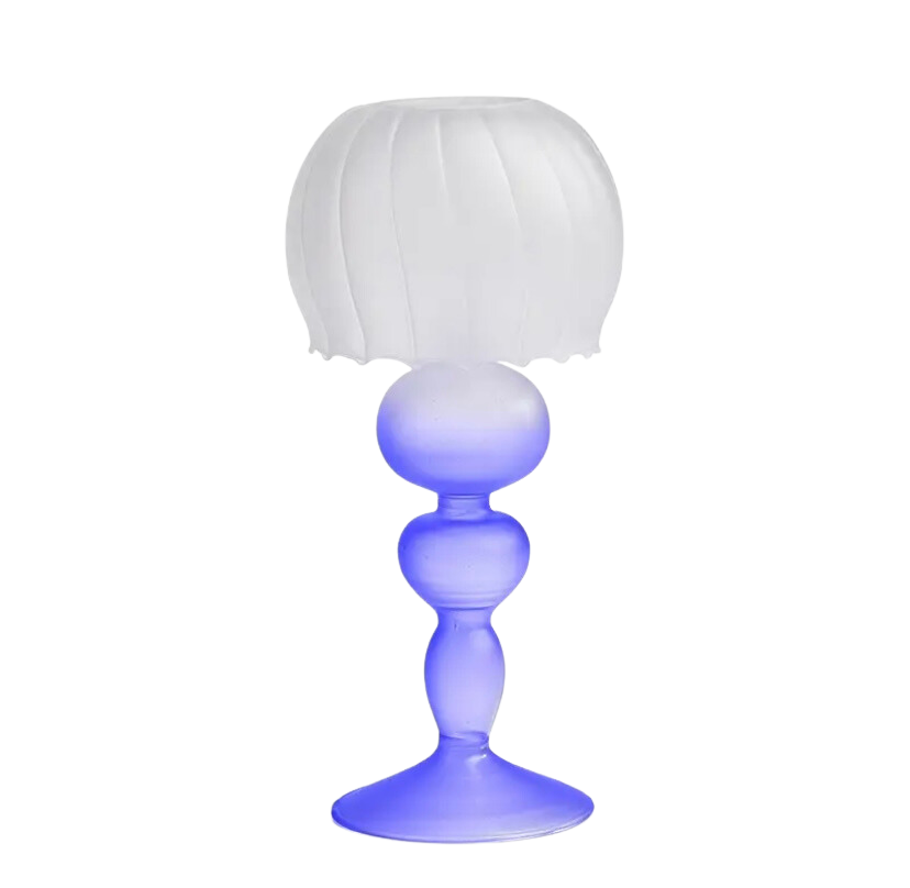 Glass Candle Holder (Blue)
