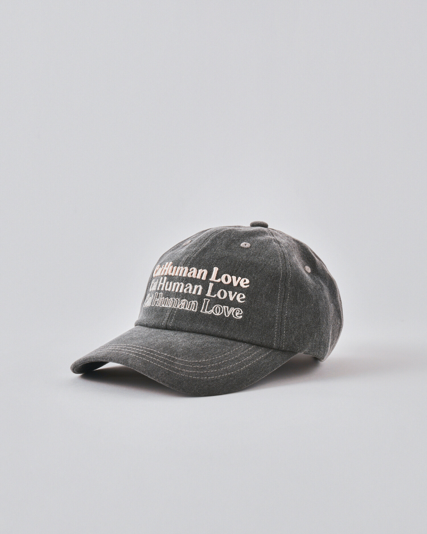 CAT HUMAN LOVE THREE LINE PIGMENT BALL CAP/ CHARCOAL