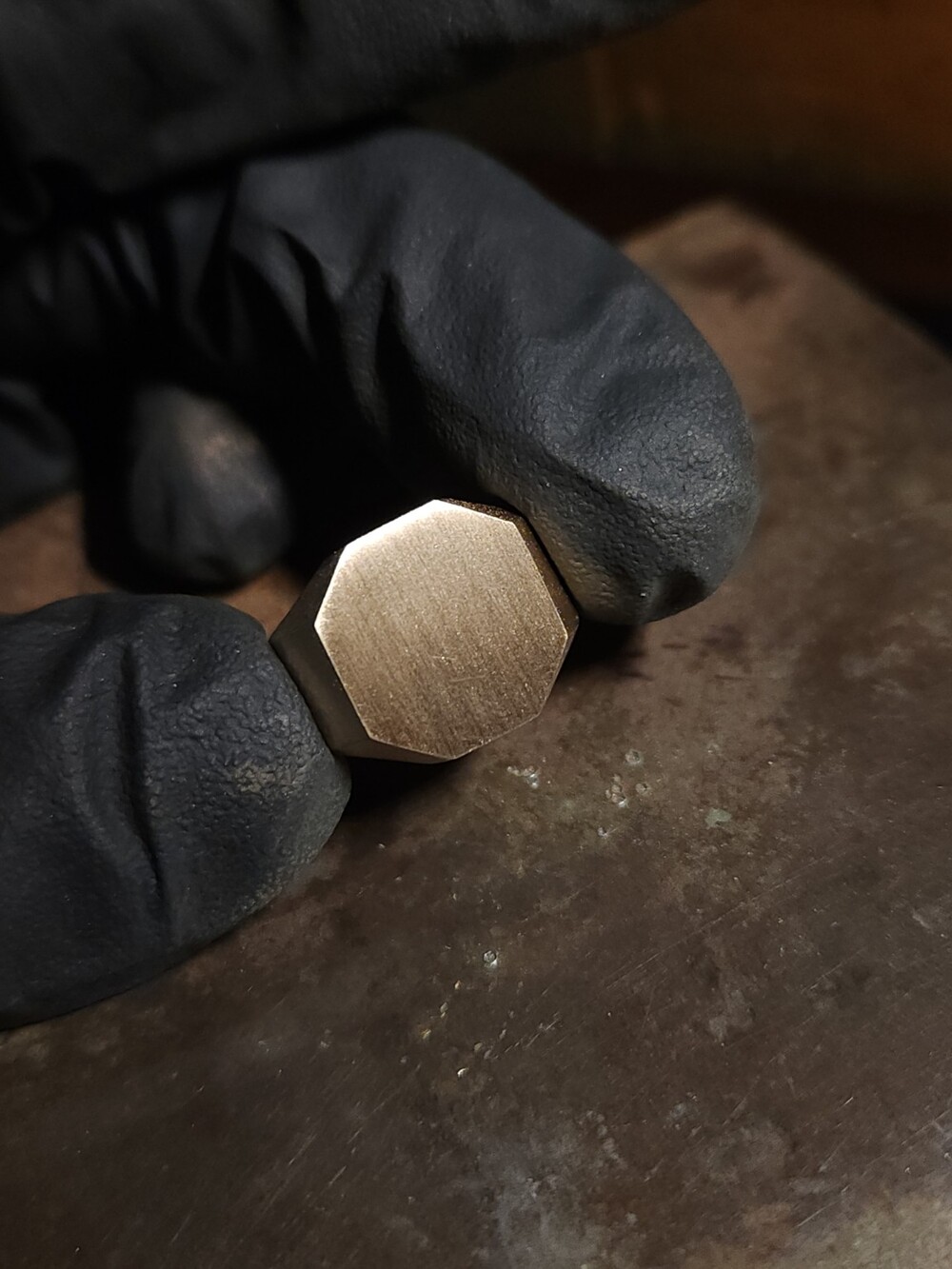 18K OCTAGON GOLD RING 실물 사진 2