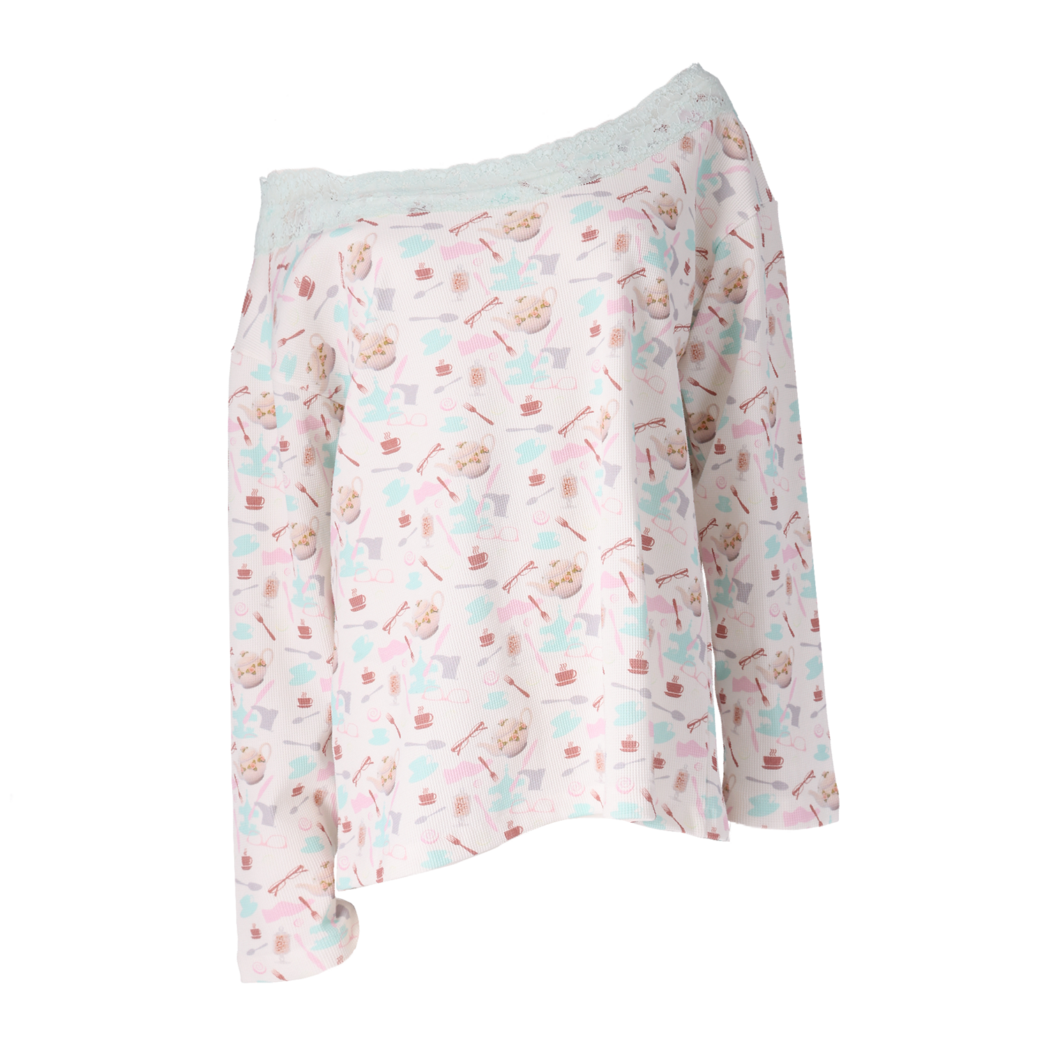 Off - Shoulder Loose Top- Tea Party