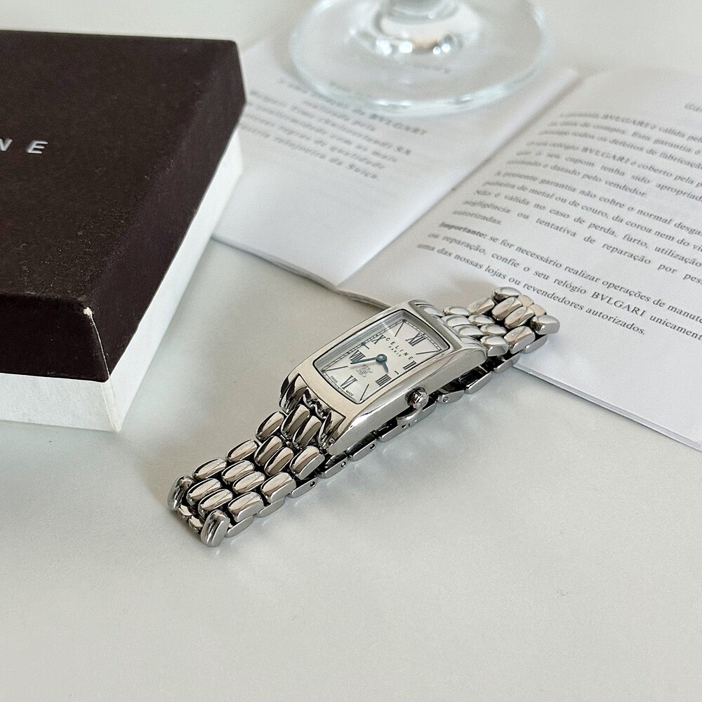 CELINE triomphe white shell watch