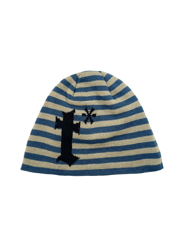 Jacquard Stripe Beanie in Blue